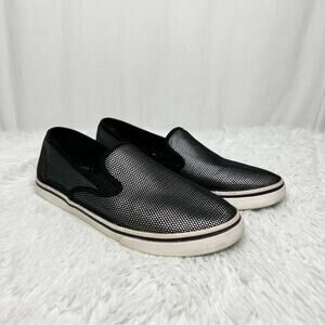 LAUREN RALPH LAUREN / Janis black silver slip on sneakers / 7.5